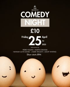 Poster for comedy night April 25th