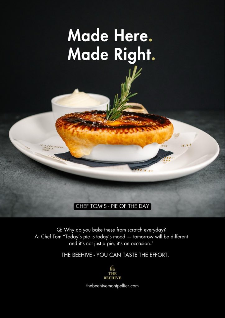 Pie Poster with home made pie and mash.