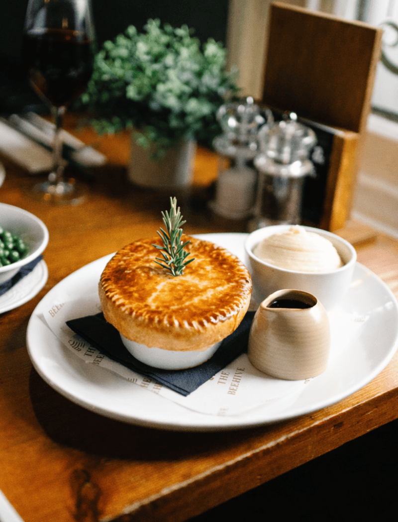 beehive pie in the window in the cosy beehive